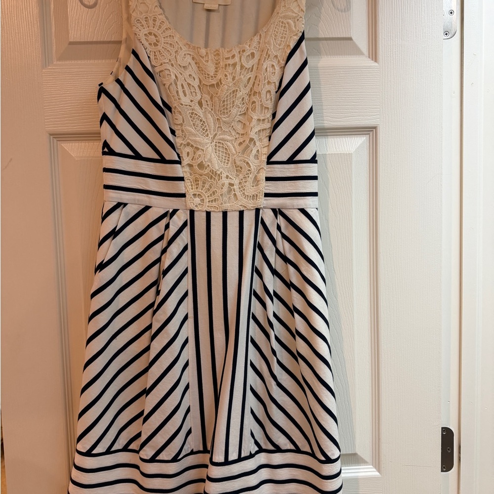 Maeve Cream and Black Striped Dress
